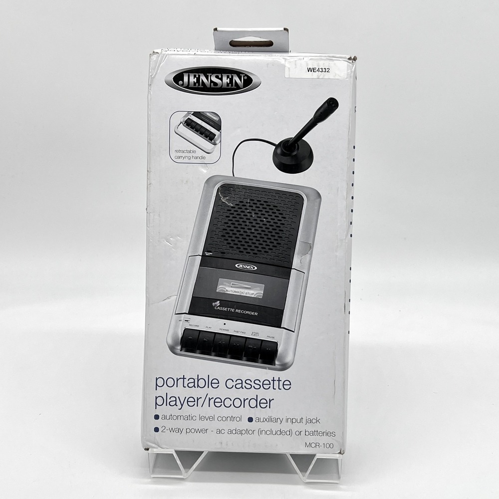 Jensen MCR-100 Portable Cassette Player & Recorder Built-in Microphone NOB